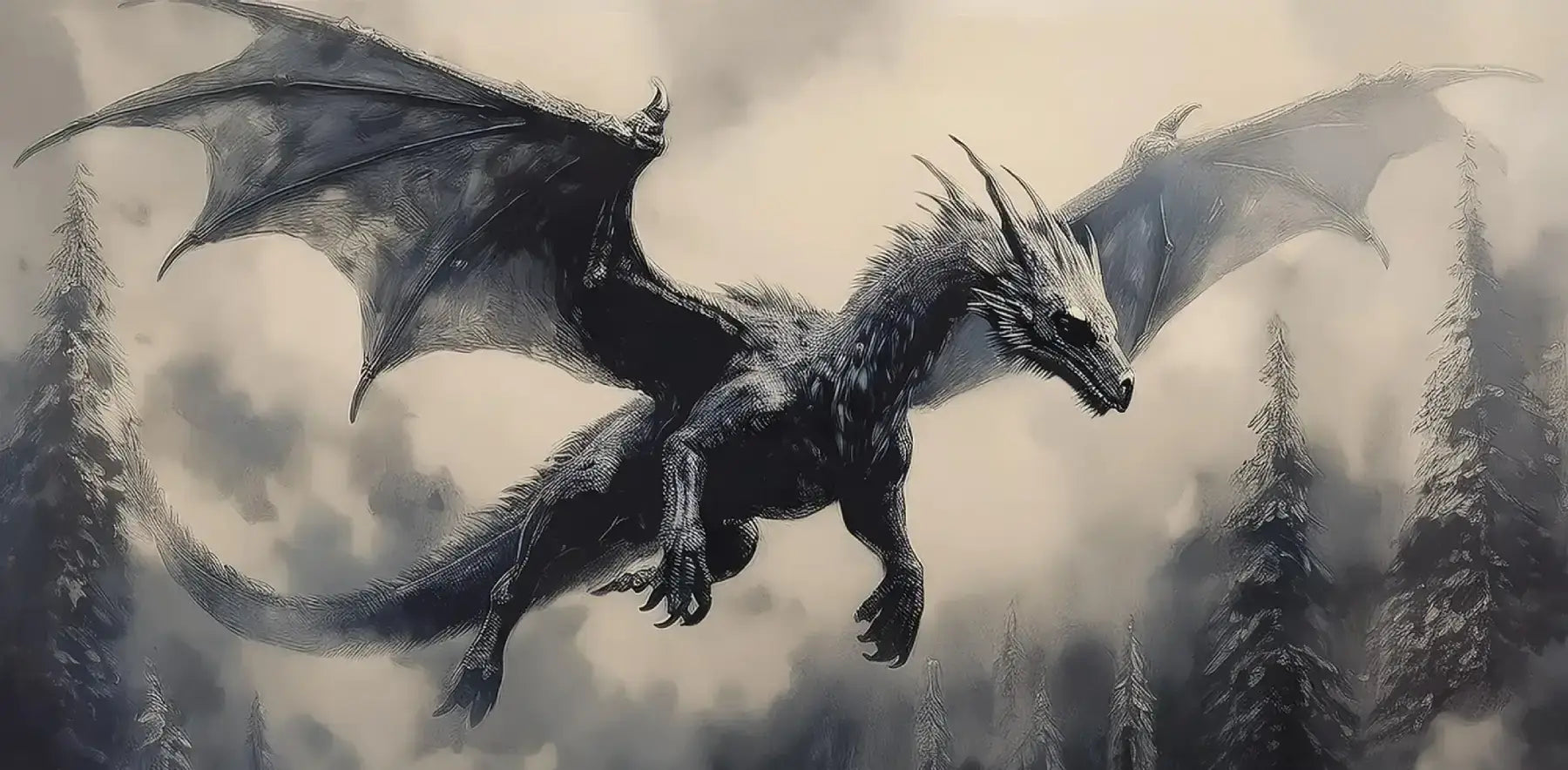 Illustration dragon prenant son envol